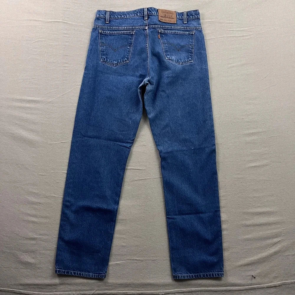 VTG Levis 505 Mens Orange Tab Regular Fit Straight Leg Jeans Medium Wash 37x32.5